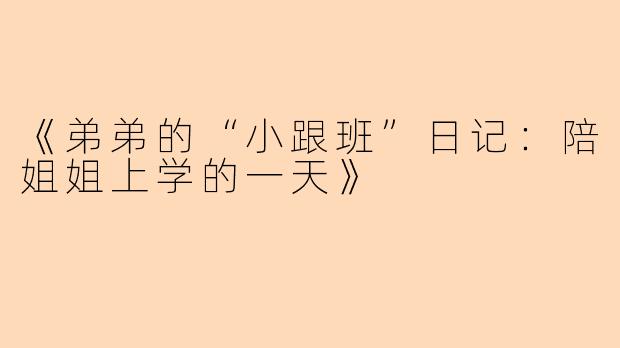 《弟弟的“小跟班”日记：陪姐姐上学的一天》