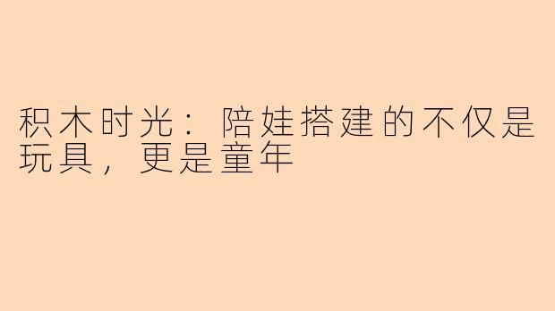 积木时光：陪娃搭建的不仅是玩具，更是童年
