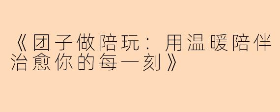 《团子做陪玩：用温暖陪伴治愈你的每一刻》