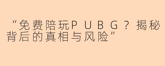 “免费陪玩PUBG？揭秘背后的真相与风险”