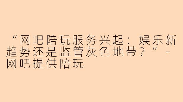 “网吧陪玩服务兴起：娱乐新趋势还是监管灰色地带？”-网吧提供陪玩