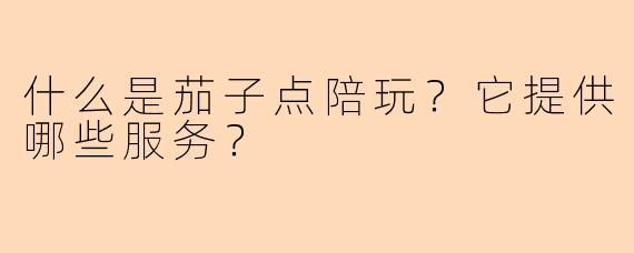 什么是茄子点陪玩？它提供哪些服务？