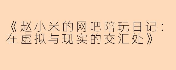 《赵小米的网吧陪玩日记：在虚拟与现实的交汇处》