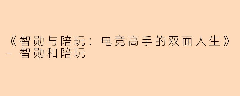 《智勋与陪玩：电竞高手的双面人生》-智勋和陪玩
