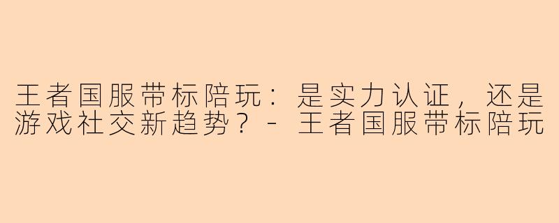 王者国服带标陪玩：是实力认证，还是游戏社交新趋势？-王者国服带标陪玩