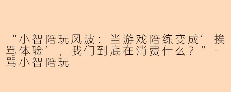 “小智陪玩风波：当游戏陪练变成‘挨骂体验’，我们到底在消费什么？”-骂小智陪玩