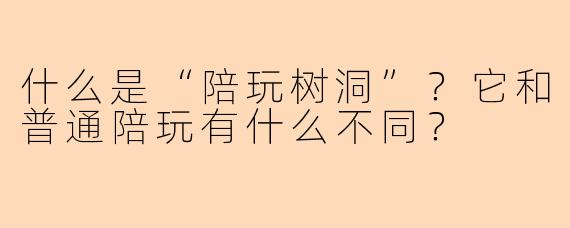 什么是“陪玩树洞”？它和普通陪玩有什么不同？