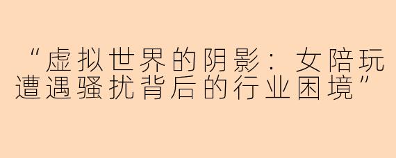 “虚拟世界的阴影：女陪玩遭遇骚扰背后的行业困境”