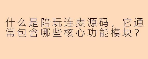 什么是陪玩连麦源码，它通常包含哪些核心功能模块？