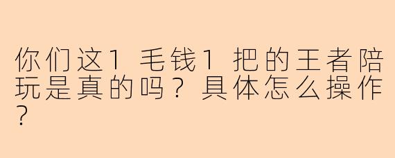 你们这1毛钱1把的王者陪玩是真的吗？具体怎么操作？