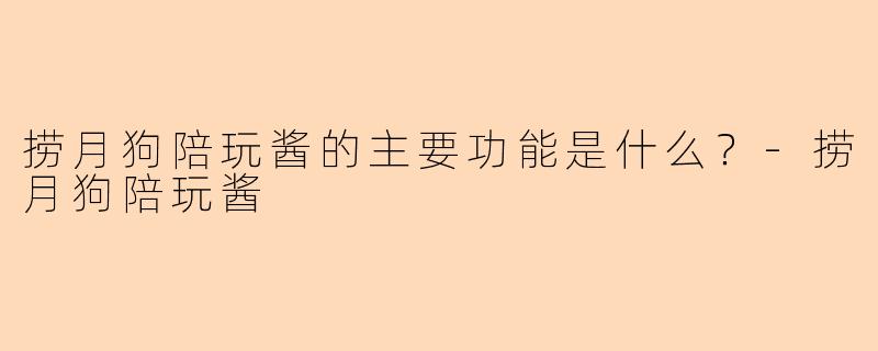 捞月狗陪玩酱的主要功能是什么？-捞月狗陪玩酱