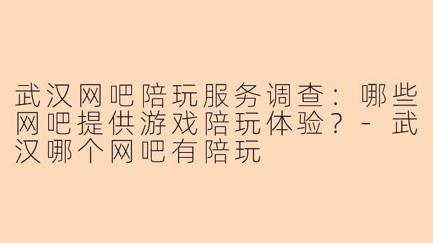 武汉网吧陪玩服务调查：哪些网吧提供游戏陪玩体验？-武汉哪个网吧有陪玩