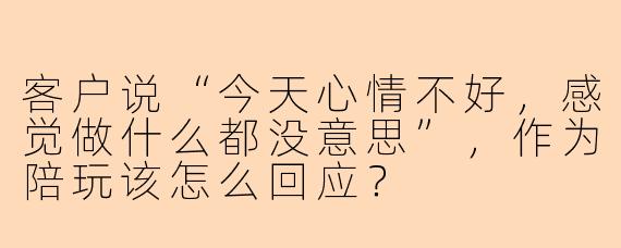 客户说“今天心情不好，感觉做什么都没意思”，作为陪玩该怎么回应？
