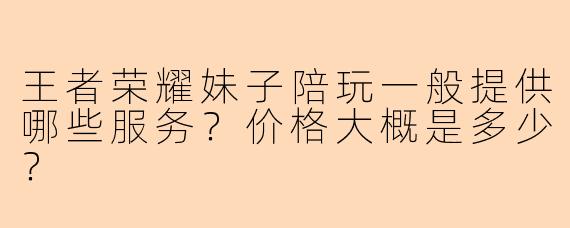 王者荣耀妹子陪玩一般提供哪些服务？价格大概是多少？