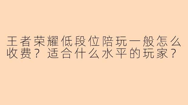 王者荣耀低段位陪玩一般怎么收费?适合什么水平的玩家?