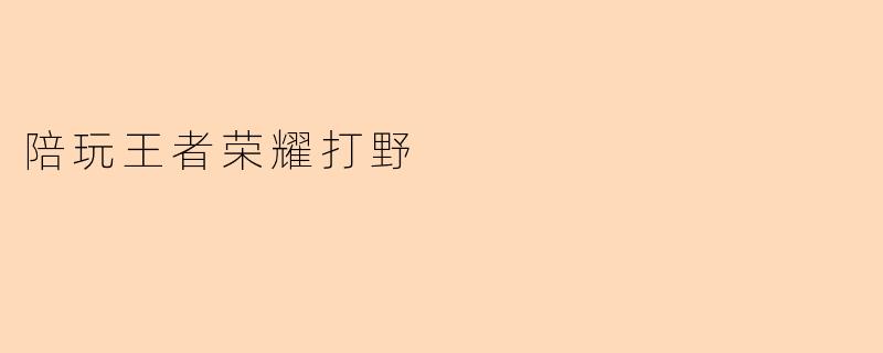 陪玩王者荣耀打野