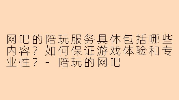 网吧的陪玩服务具体包括哪些内容？如何保证游戏体验和专业性？-陪玩的网吧