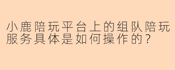 小鹿陪玩平台上的组队陪玩服务具体是如何操作的?