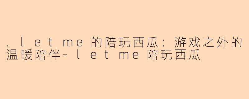 .letme的陪玩西瓜：游戏之外的温暖陪伴-letme陪玩西瓜