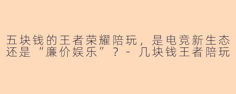 五块钱的王者荣耀陪玩，是电竞新生态还是“廉价娱乐”？-几块钱王者陪玩