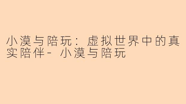 小漠与陪玩：虚拟世界中的真实陪伴-小漠与陪玩