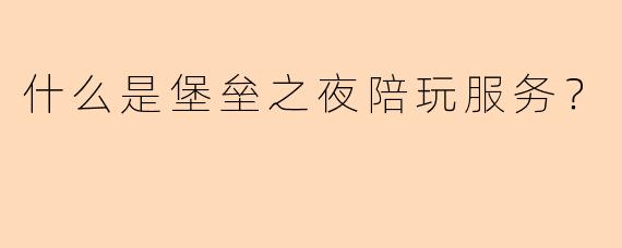 什么是堡垒之夜陪玩服务?