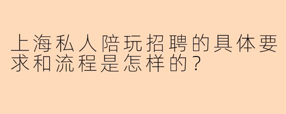 上海私人陪玩招聘的具体要求和流程是怎样的？