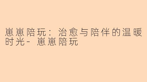 崽崽陪玩：治愈与陪伴的温暖时光-崽崽陪玩