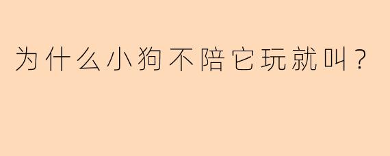 为什么小狗不陪它玩就叫？
