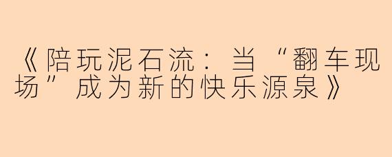 《陪玩泥石流：当“翻车现场”成为新的快乐源泉》