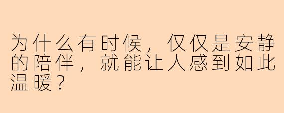 为什么有时候，仅仅是安静的陪伴，就能让人感到如此温暖？