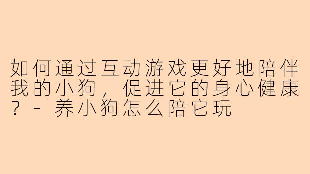 如何通过互动游戏更好地陪伴我的小狗，促进它的身心健康？-养小狗怎么陪它玩