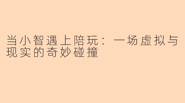 当小智遇上陪玩：一场虚拟与现实的奇妙碰撞
