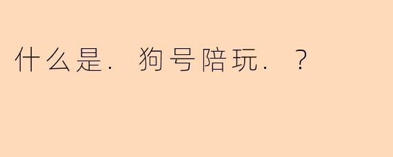 什么是.狗号陪玩.？