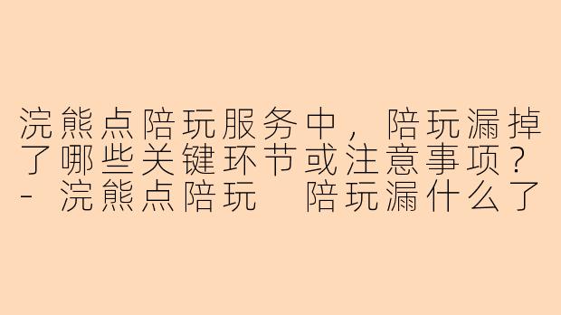 浣熊点陪玩服务中，陪玩漏掉了哪些关键环节或注意事项？-浣熊点陪玩 陪玩漏什么了