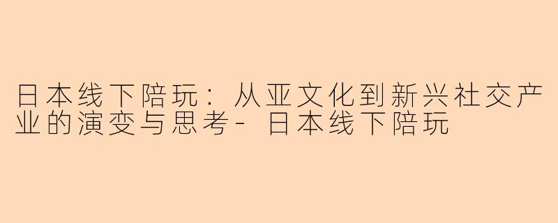 日本线下陪玩：从亚文化到新兴社交产业的演变与思考-日本线下陪玩