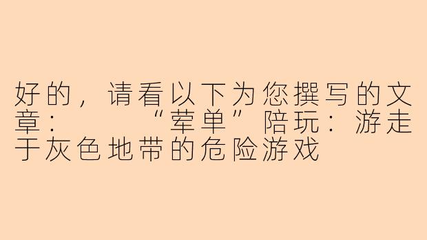 好的，请看以下为您撰写的文章：

“荤单”陪玩：游走于灰色地带的危险游戏