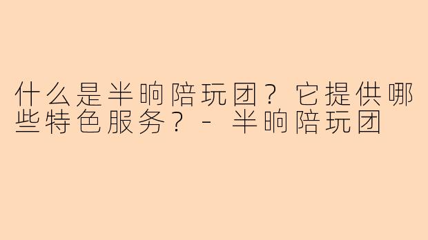 什么是半晌陪玩团？它提供哪些特色服务？-半晌陪玩团