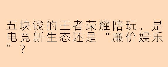 五块钱的王者荣耀陪玩，是电竞新生态还是“廉价娱乐”？