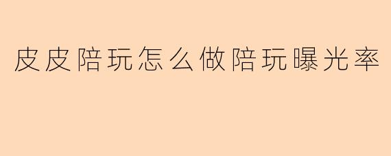 皮皮陪玩怎么做陪玩曝光率