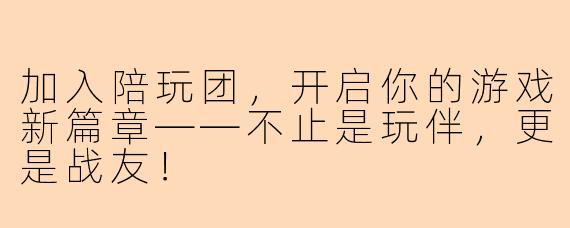 加入陪玩团，开启你的游戏新篇章——不止是玩伴，更是战友！