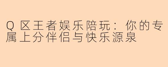 Q区王者娱乐陪玩：你的专属上分伴侣与快乐源泉