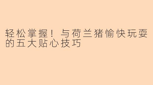 轻松掌握!与荷兰猪愉快玩耍的五大贴心技巧