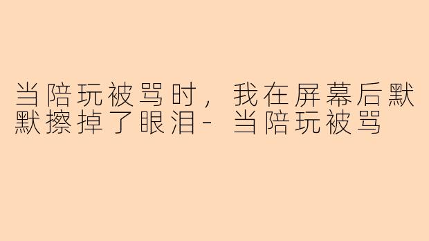 当陪玩被骂时，我在屏幕后默默擦掉了眼泪-当陪玩被骂