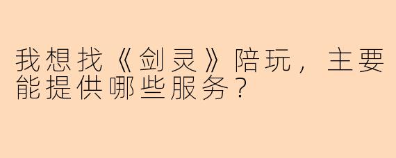 我想找《剑灵》陪玩，主要能提供哪些服务？