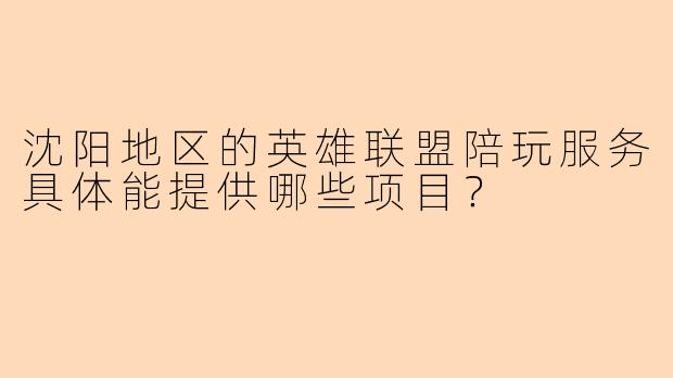 沈阳地区的英雄联盟陪玩服务具体能提供哪些项目？