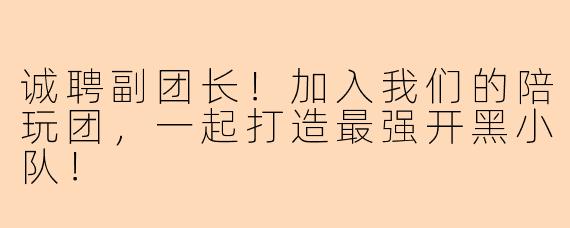诚聘副团长!加入我们的陪玩团,一起打造最强开黑小队!