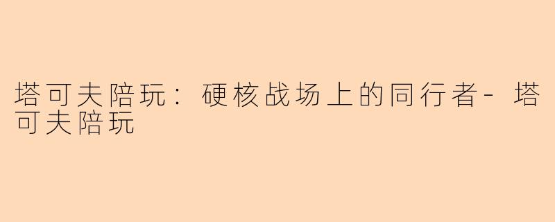 塔可夫陪玩：硬核战场上的同行者-塔可夫陪玩