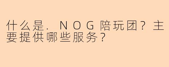 什么是.NOG陪玩团？主要提供哪些服务？