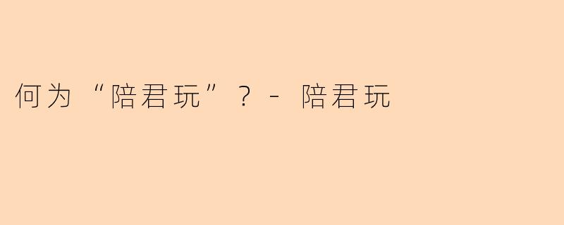 何为“陪君玩”？-陪君玩